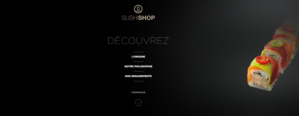 Un format « one page » complet pour présenter l’univers de Sushi Shop