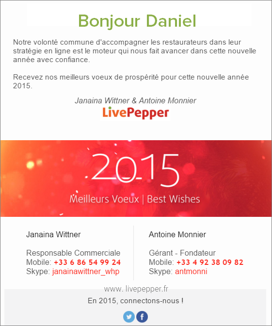 Newsletter de fin d'année LivePepper