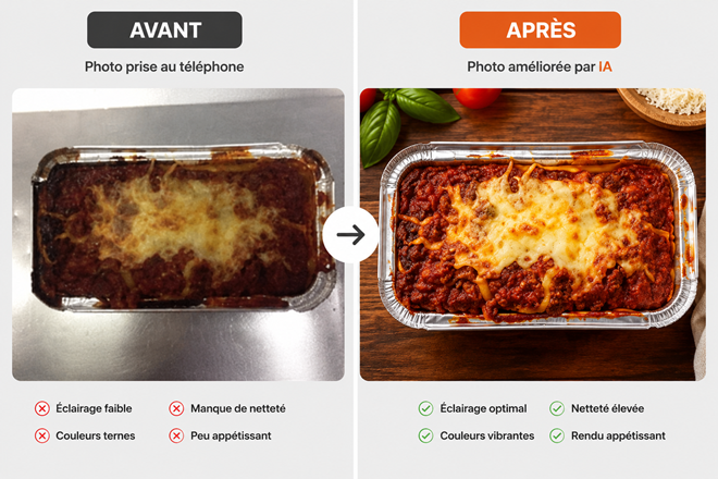 photos restaurant commande en ligne amélioration IA
